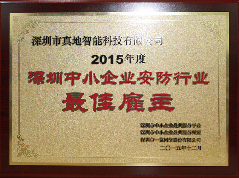 2015年度 深圳中小企业安防行业 最佳雇主